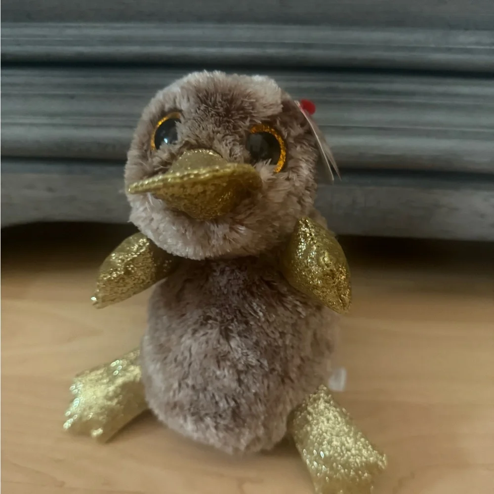 Ty Plush Bird Toy with Gold and Brown